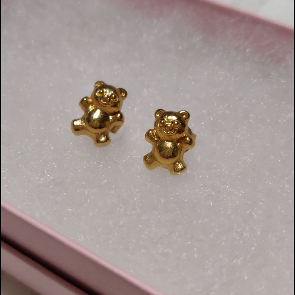 Gold Plated Bear Earrings